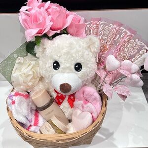 Valentine’s Spa Gift Basket w/ Teddy Bear | Self-Care Bundle